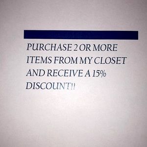 Purchase 2 items or more and receive a 15% discount!